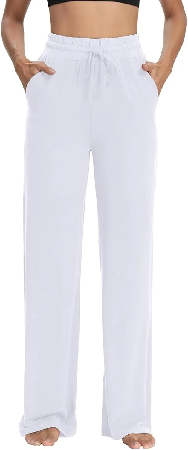 Wide Leg Sweatpants Women High Waisted Drawstring Flare Yoga Sweatpants Soft Flowy Workout Pants Slacks with Pockets
