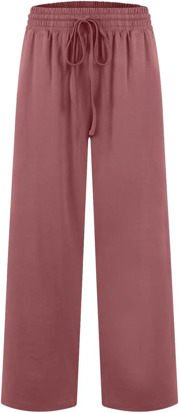 Wide Leg Sweatpants Women High Waisted Drawstring Flare Yoga Sweatpants Soft Flowy Workout Pants Slacks with Pockets