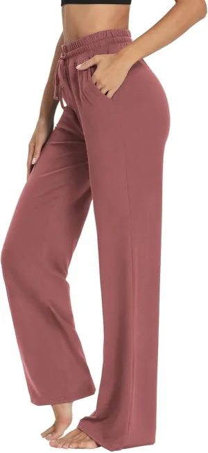 Wide Leg Sweatpants Women High Waisted Drawstring Flare Yoga Sweatpants Soft Flowy Workout Pants Slacks with Pockets
