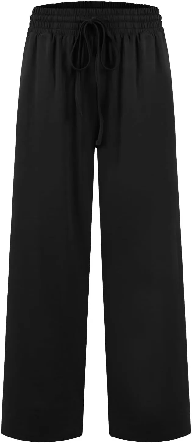 Wide Leg Sweatpants Women High Waisted Drawstring Flare Yoga Sweatpants Soft Flowy Workout Pants Slacks with Pockets