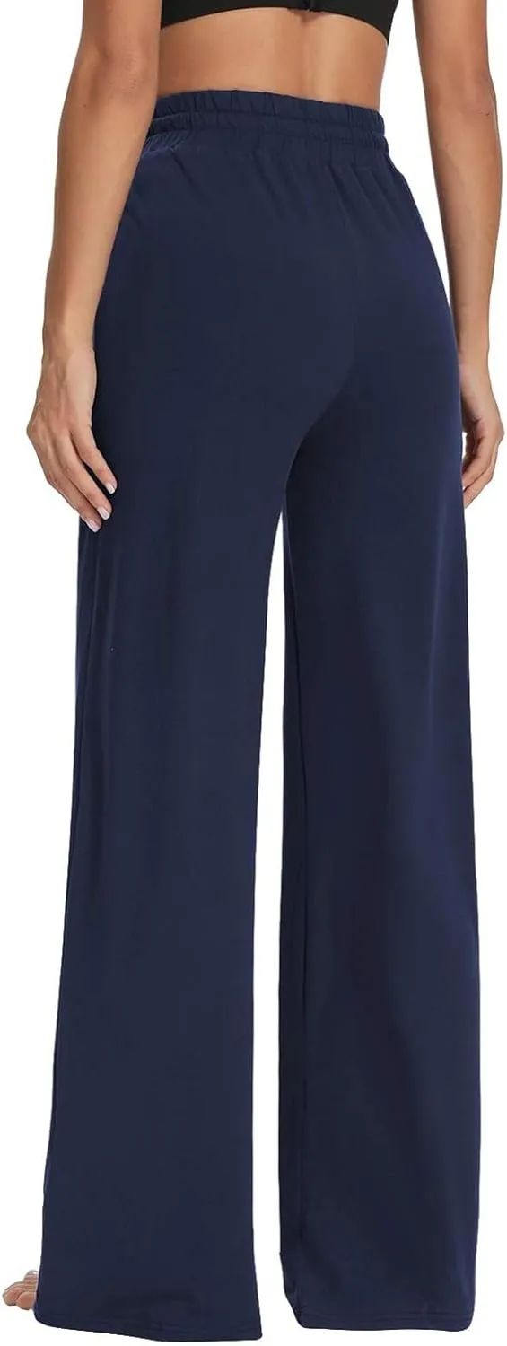 Wide Leg Sweatpants Women High Waisted Drawstring Flare Yoga Sweatpants Soft Flowy Workout Pants Slacks with Pockets