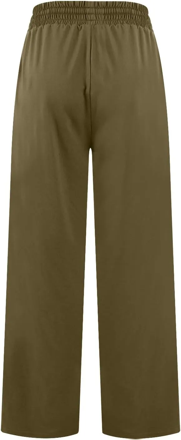 Wide Leg Sweatpants Women High Waisted Drawstring Flare Yoga Sweatpants Soft Flowy Workout Pants Slacks with Pockets