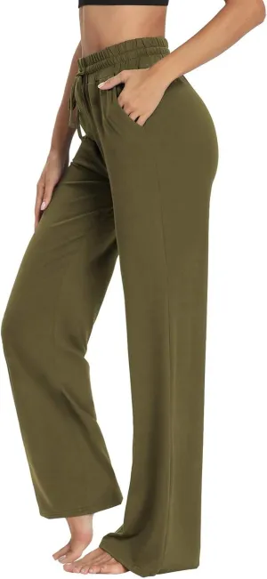 Wide Leg Sweatpants Women High Waisted Drawstring Flare Yoga Sweatpants Soft Flowy Workout Pants Slacks with Pockets