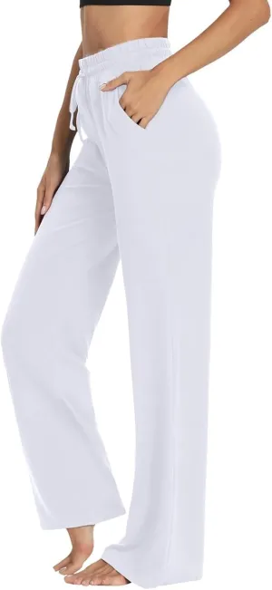 Wide Leg Sweatpants Women High Waisted Drawstring Flare Yoga Sweatpants Soft Flowy Workout Pants Slacks with Pockets