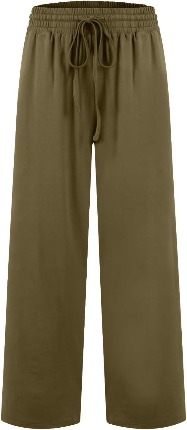 Wide Leg Sweatpants Women High Waisted Drawstring Flare Yoga Sweatpants Soft Flowy Workout Pants Slacks with Pockets
