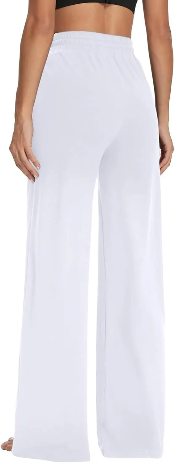 Wide Leg Sweatpants Women High Waisted Drawstring Flare Yoga Sweatpants Soft Flowy Workout Pants Slacks with Pockets