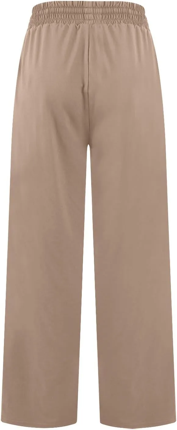 Wide Leg Sweatpants Women High Waisted Drawstring Flare Yoga Sweatpants Soft Flowy Workout Pants Slacks with Pockets