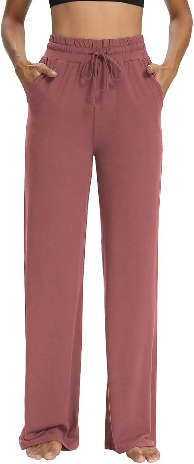 Wide Leg Sweatpants Women High Waisted Drawstring Flare Yoga Sweatpants Soft Flowy Workout Pants Slacks with Pockets