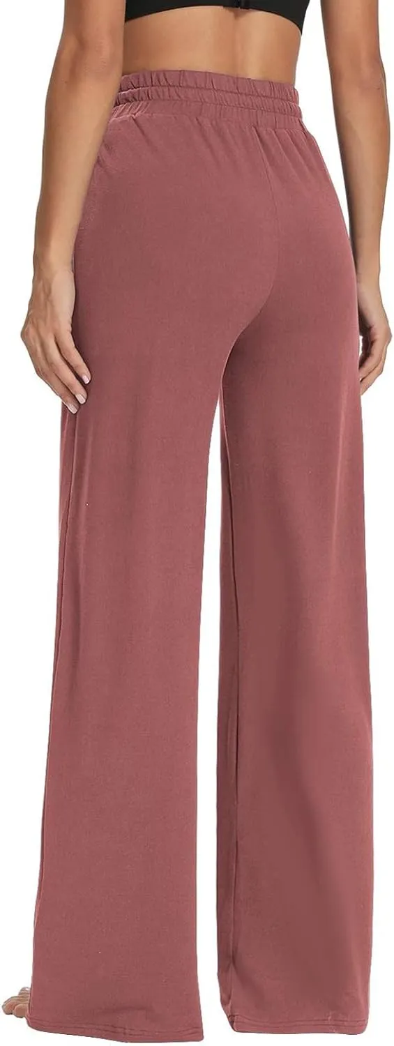 Wide Leg Sweatpants Women High Waisted Drawstring Flare Yoga Sweatpants Soft Flowy Workout Pants Slacks with Pockets