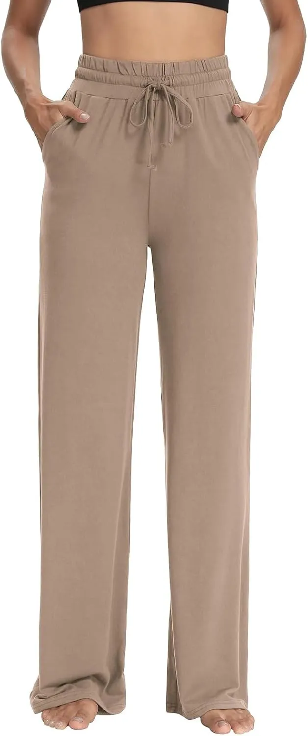 Wide Leg Sweatpants Women High Waisted Drawstring Flare Yoga Sweatpants Soft Flowy Workout Pants Slacks with Pockets