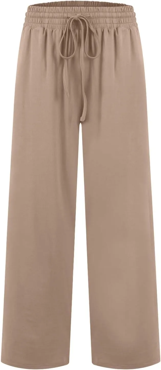 Wide Leg Sweatpants Women High Waisted Drawstring Flare Yoga Sweatpants Soft Flowy Workout Pants Slacks with Pockets