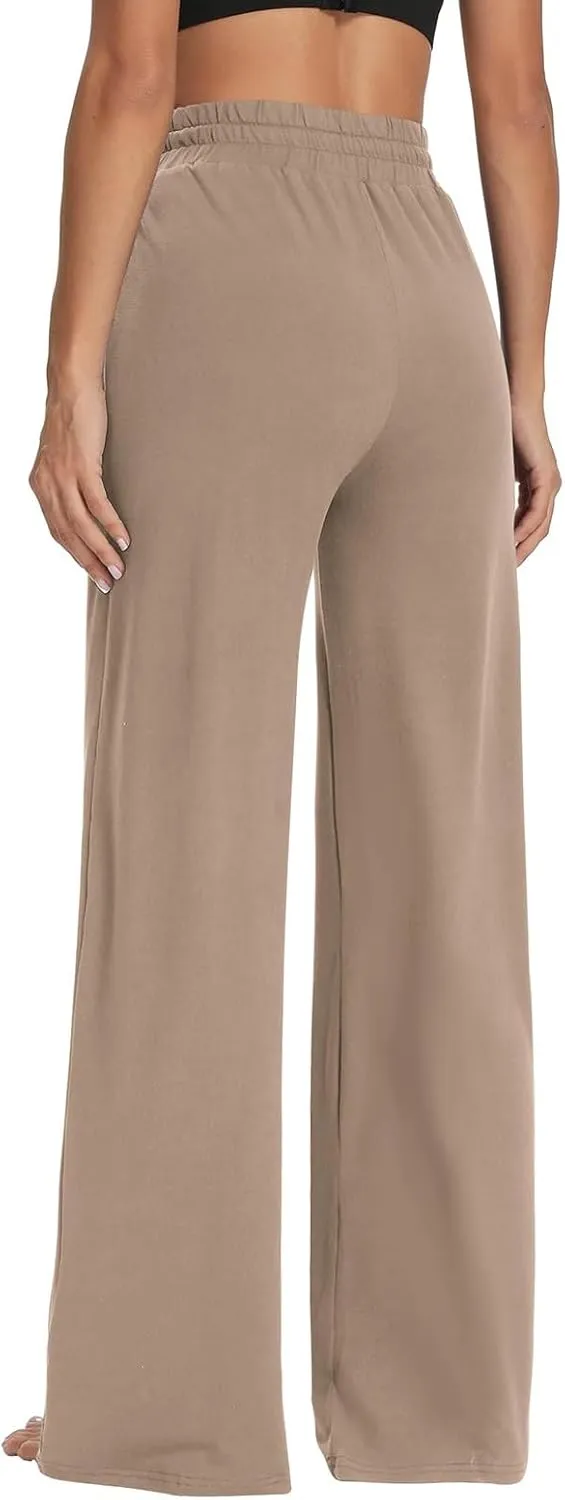Wide Leg Sweatpants Women High Waisted Drawstring Flare Yoga Sweatpants Soft Flowy Workout Pants Slacks with Pockets