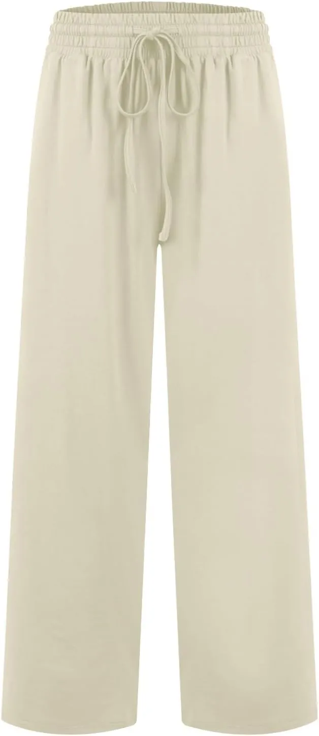 Wide Leg Sweatpants Women High Waisted Drawstring Flare Yoga Sweatpants Soft Flowy Workout Pants Slacks with Pockets
