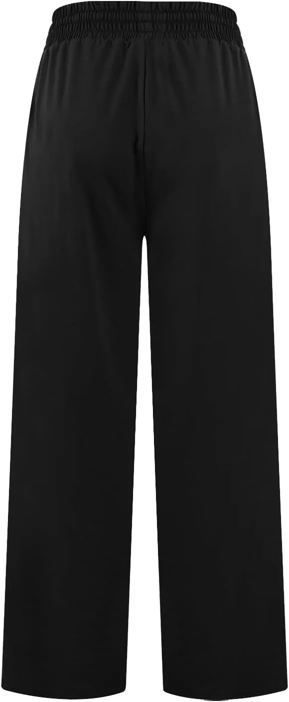 Wide Leg Sweatpants Women High Waisted Drawstring Flare Yoga Sweatpants Soft Flowy Workout Pants Slacks with Pockets