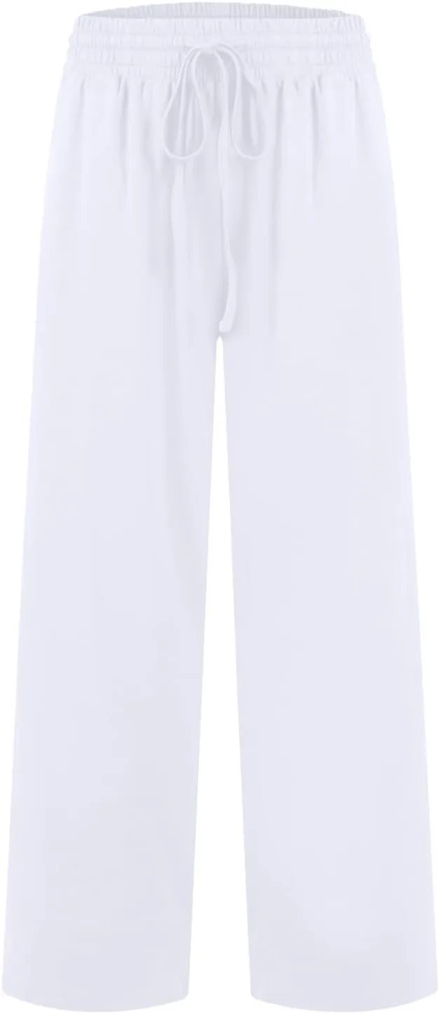 Wide Leg Sweatpants Women High Waisted Drawstring Flare Yoga Sweatpants Soft Flowy Workout Pants Slacks with Pockets