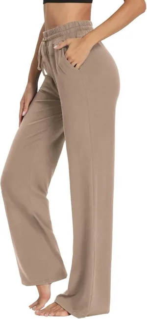 Wide Leg Sweatpants Women High Waisted Drawstring Flare Yoga Sweatpants Soft Flowy Workout Pants Slacks with Pockets