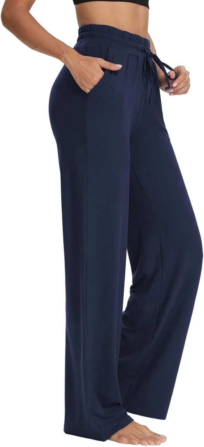 Wide Leg Sweatpants Women High Waisted Drawstring Flare Yoga Sweatpants Soft Flowy Workout Pants Slacks with Pockets