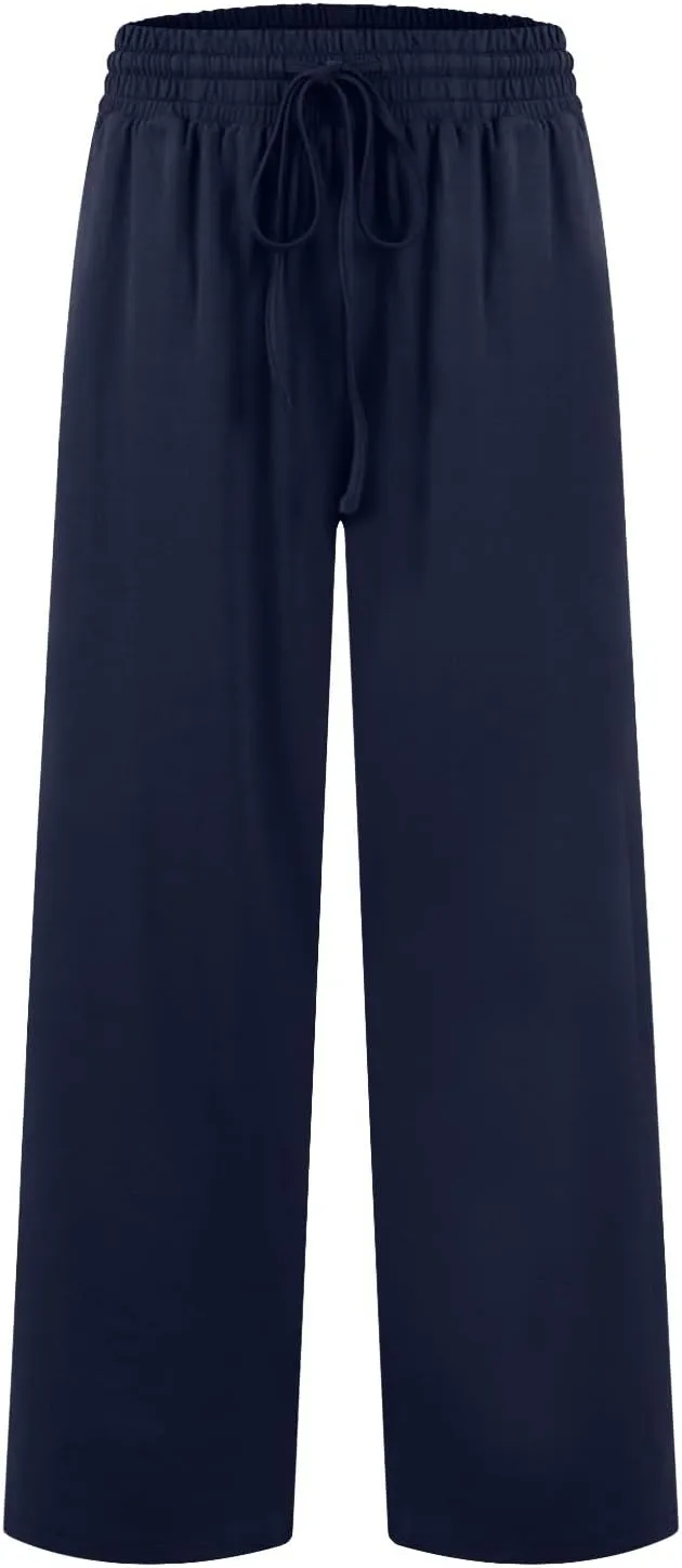 Wide Leg Sweatpants Women High Waisted Drawstring Flare Yoga Sweatpants Soft Flowy Workout Pants Slacks with Pockets