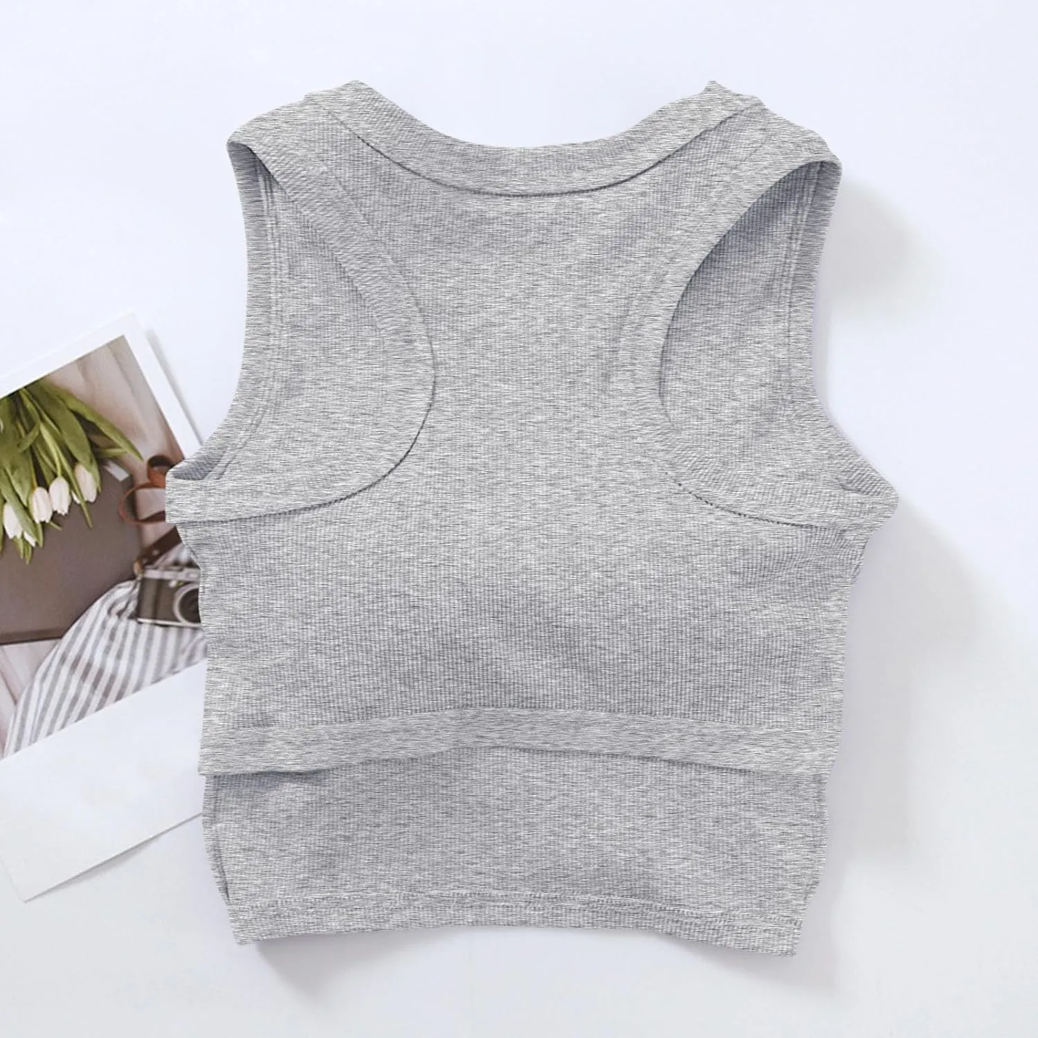 Wmens Crop Tank Tops with Built in Bra Sexy Basic Shelf Bras Yoga Shirts Slim High Neck Padded Camisoles Undershirt