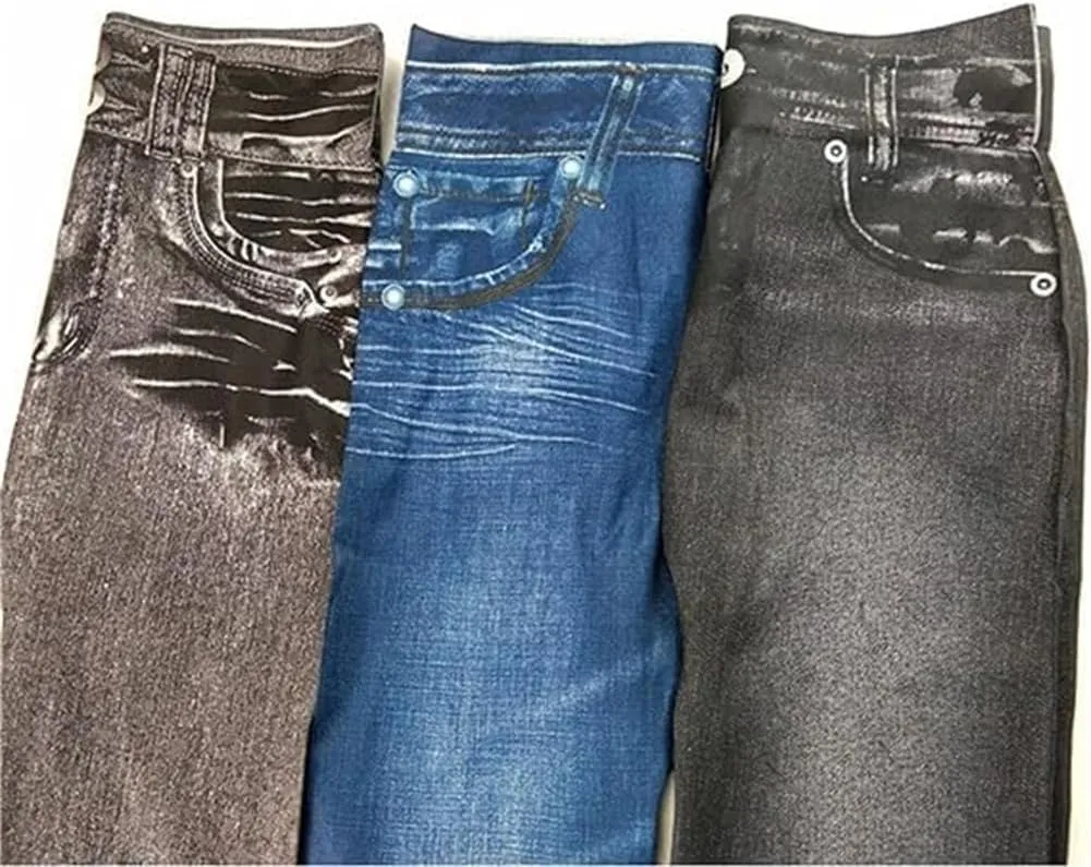 Women Stretch Skinny Fit Pull-On Push-Up Plus-Size Jeans Leggings, High Waisted Breathable Denim Jeggings for Women