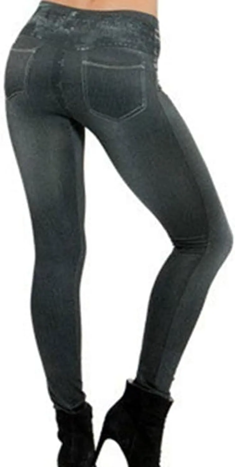 Women Stretch Skinny Fit Pull-On Push-Up Plus-Size Jeans Leggings, High Waisted Breathable Denim Jeggings for Women