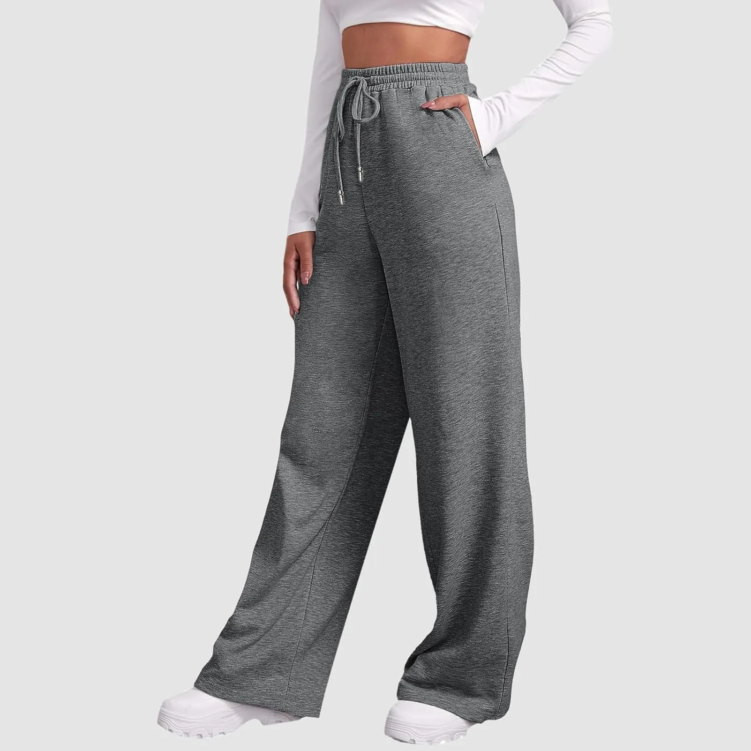 Womens Baggy Sweatpants Elastic High Waist Wide Leg Workout Athletic Joggers Pants 2025 Trendy Drawstring Yoga Pants