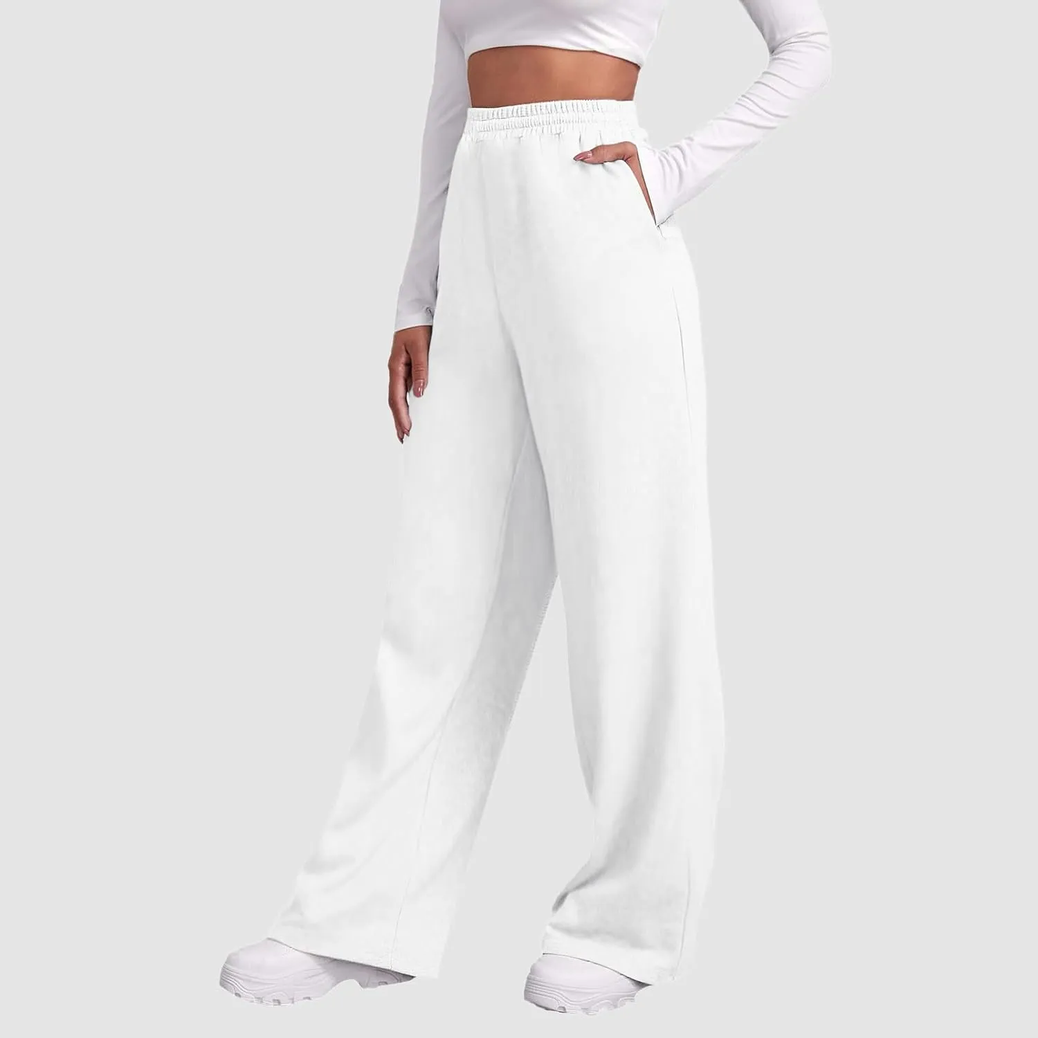 Womens Baggy Sweatpants Elastic High Waist Wide Leg Workout Athletic Joggers Pants 2025 Trendy Drawstring Yoga Pants