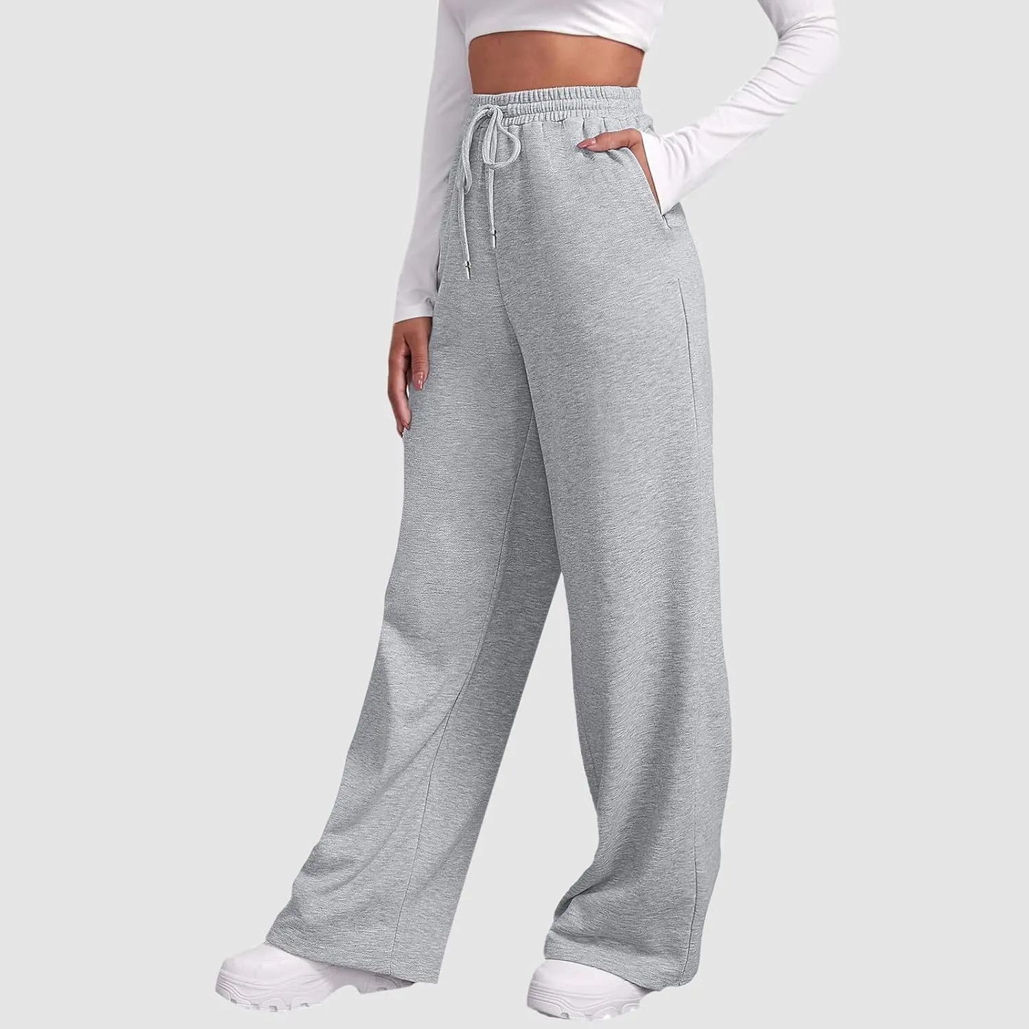 Womens Baggy Sweatpants Elastic High Waist Wide Leg Workout Athletic Joggers Pants 2025 Trendy Drawstring Yoga Pants