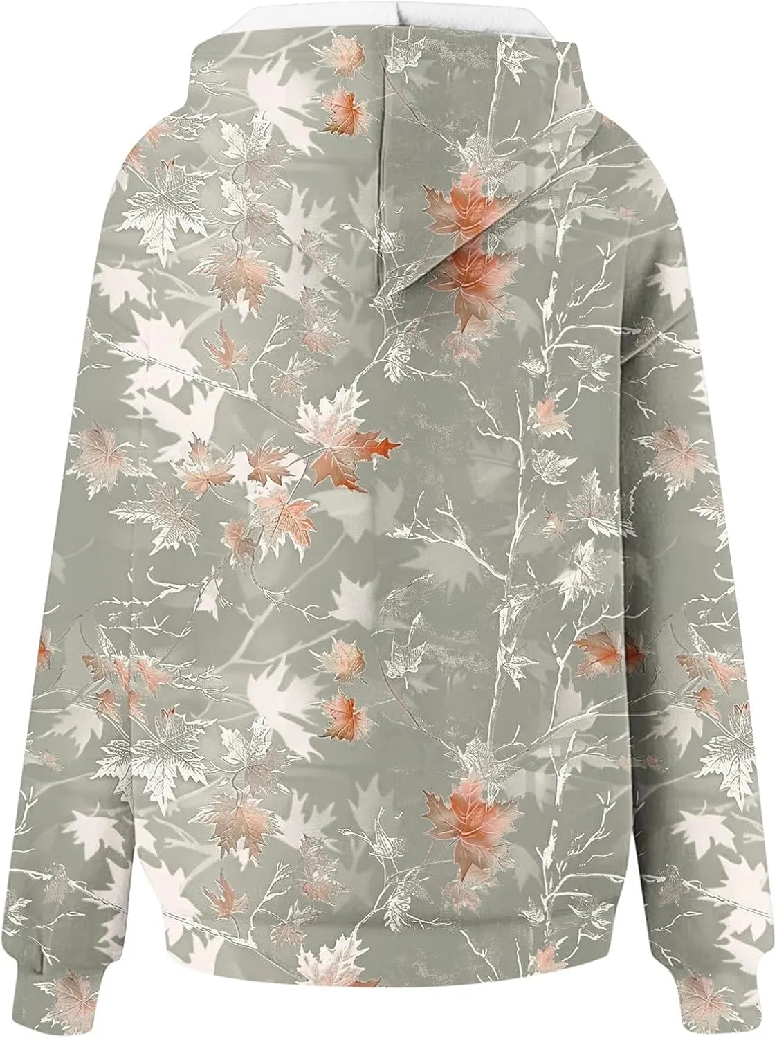 Womens Camo Hoodie Sweatshirt Oversized Maple Leaf Print Cute Hooded Sweatshirt Hoodies Pullover Trendy Fall Clothes