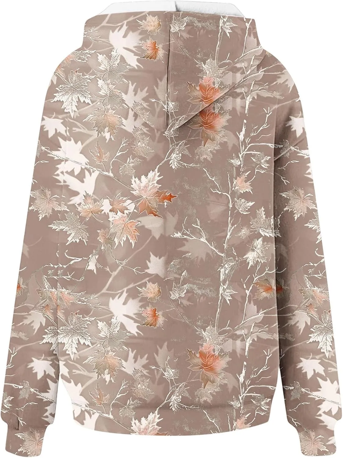 Womens Camo Hoodie Sweatshirt Oversized Maple Leaf Print Cute Hooded Sweatshirt Hoodies Pullover Trendy Fall Clothes