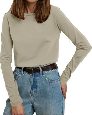 Womens Casual Tops Crewneck Long Sleeve Shirts Fall 2024 Lightweight Loose Sweatshirts Basic Tee Going Out Clothes
