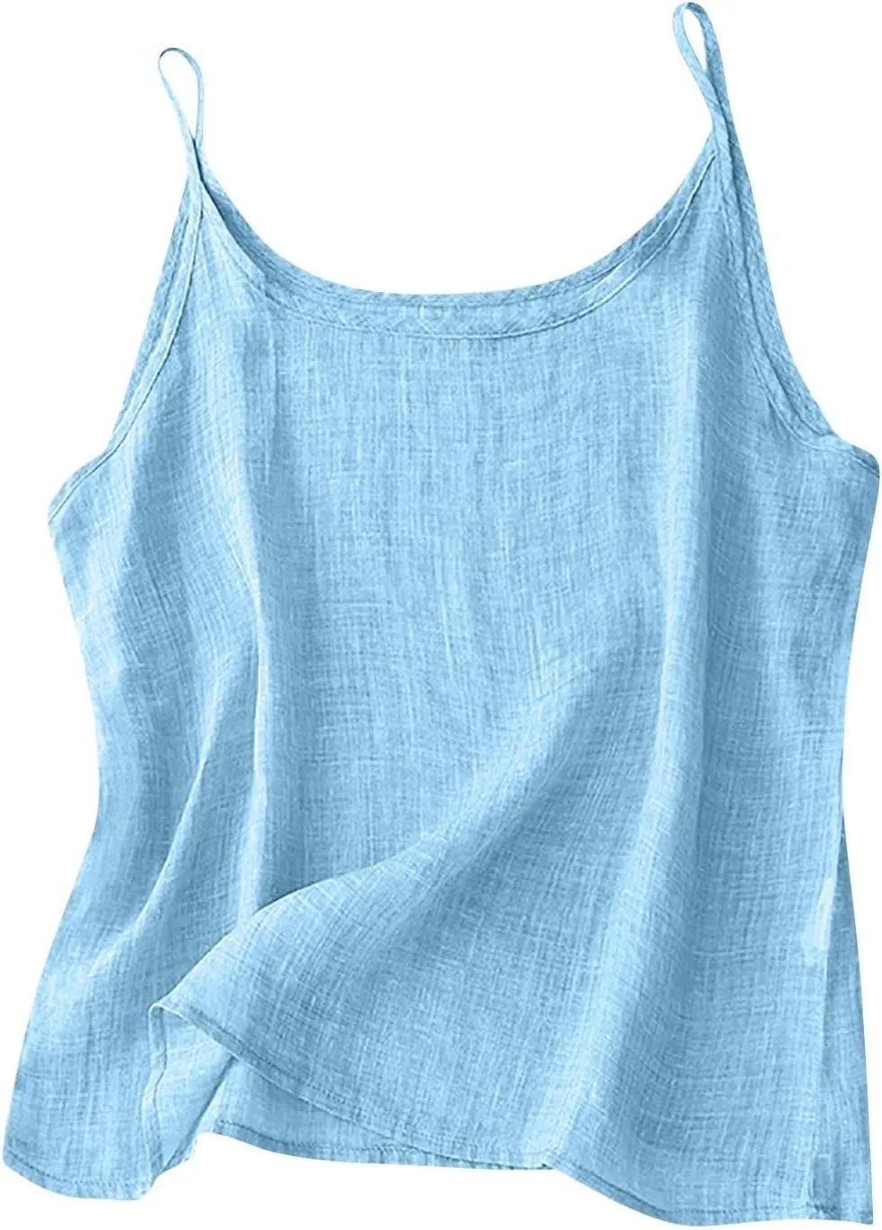 Womens Cotton Linen Tank Tops Lightweight Cropped Trendy Boho Shirts Petite Cami Shirt Gauze Peasant Blouse
