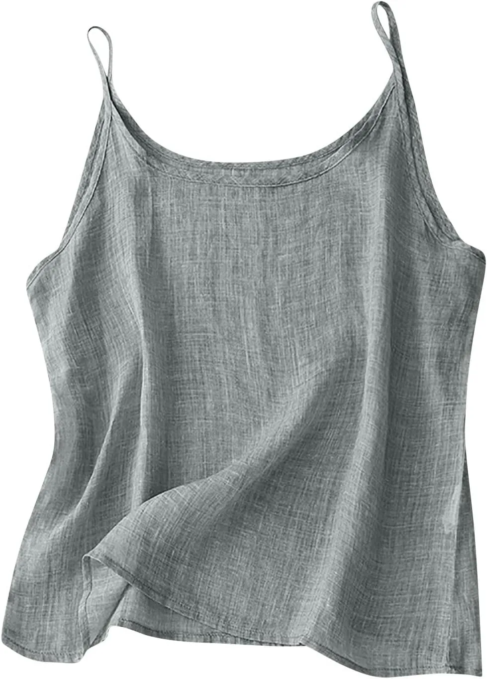 Womens Cotton Linen Tank Tops Lightweight Cropped Trendy Boho Shirts Petite Cami Shirt Gauze Peasant Blouse