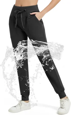 Women's Fleece Lined Pants Water Resistant Winter Thermal Hiking Joggers Pants High Waisted Warm Sweatpants Pocket