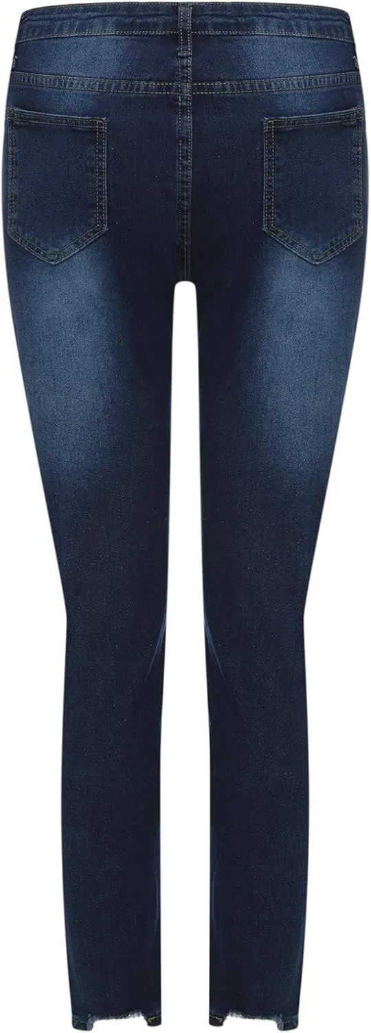 Women's High Waisted Jeans, Cut Out Skinny Denim Pants for Women Distressed Stretch Jeans Ripped Butt Lift Jeans
