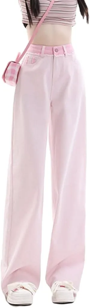 Women's High Waisted Straight Wide Leg Loose Fit Baggy Boyfriend Jeans Y2K Streetwear