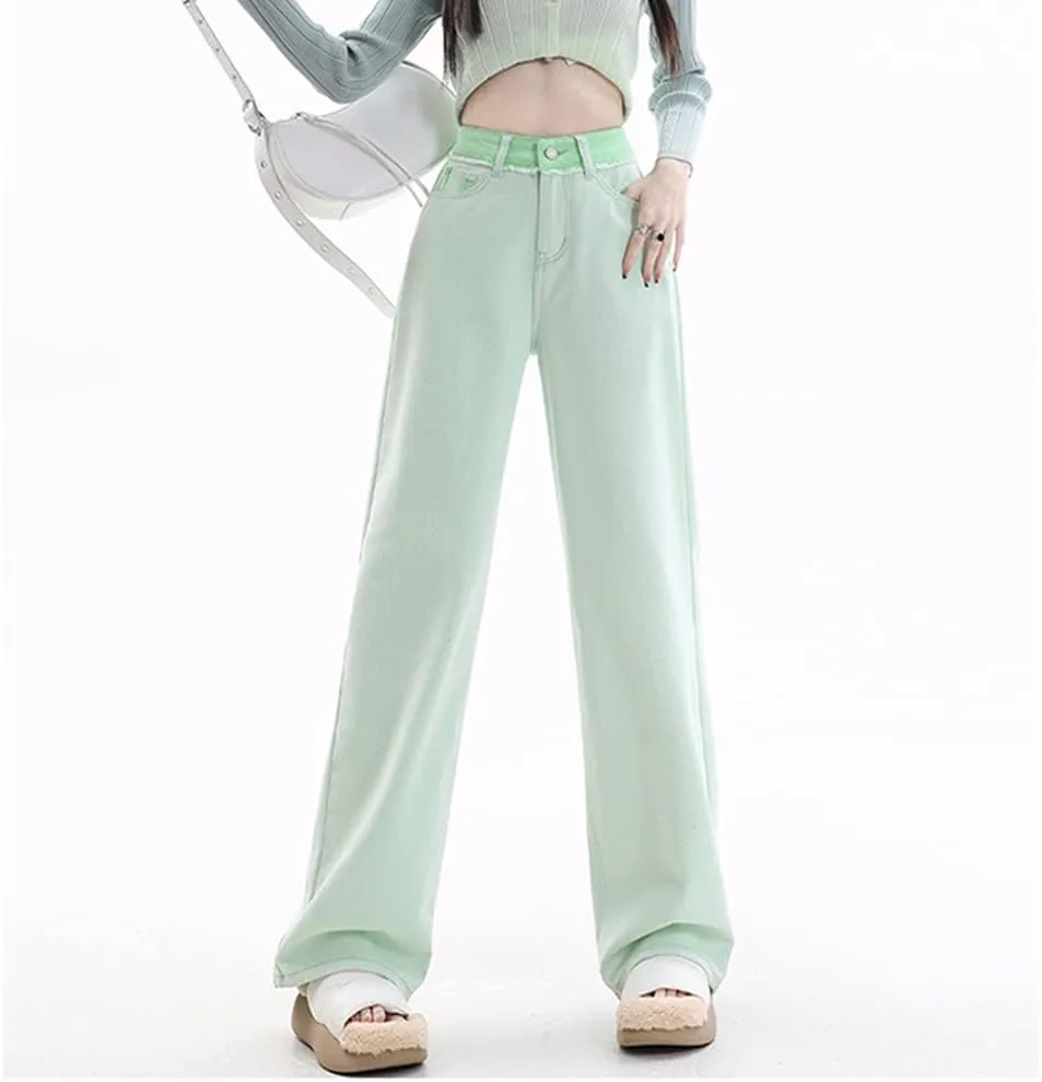 Women's High Waisted Straight Wide Leg Loose Fit Baggy Boyfriend Jeans Y2K Streetwear