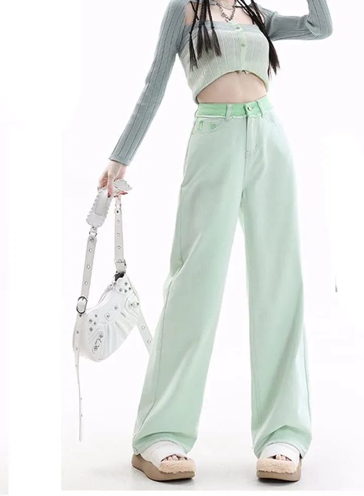 Women's High Waisted Straight Wide Leg Loose Fit Baggy Boyfriend Jeans Y2K Streetwear