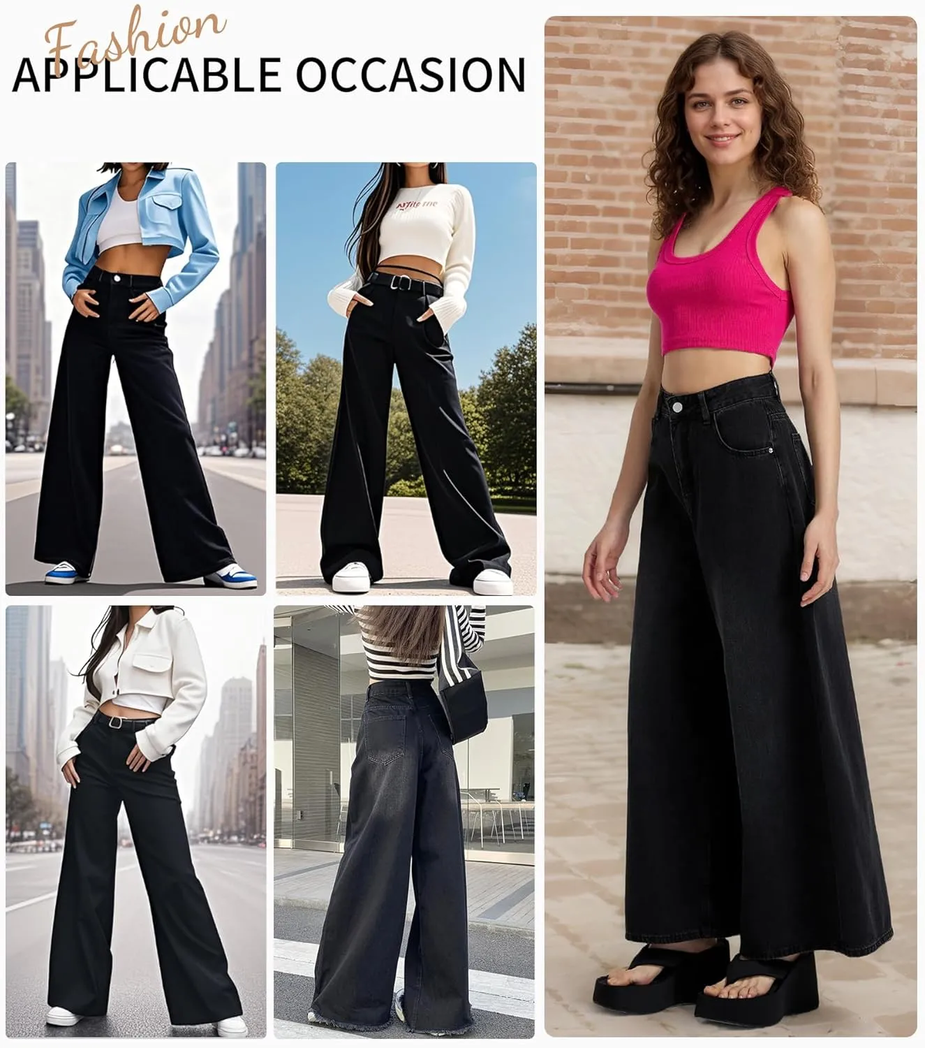 Women’s High Waisted Wide Leg Jeans for Women Baggy Loose Fit Straight Leg Denim Pants Boyfriend Jeans for Women