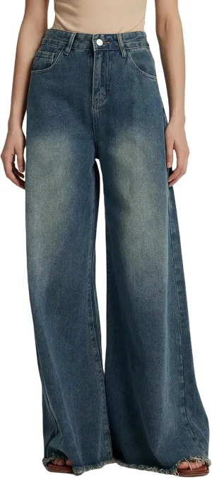 Women’s High Waisted Wide Leg Jeans for Women Baggy Loose Fit Straight Leg Denim Pants Boyfriend Jeans for Women