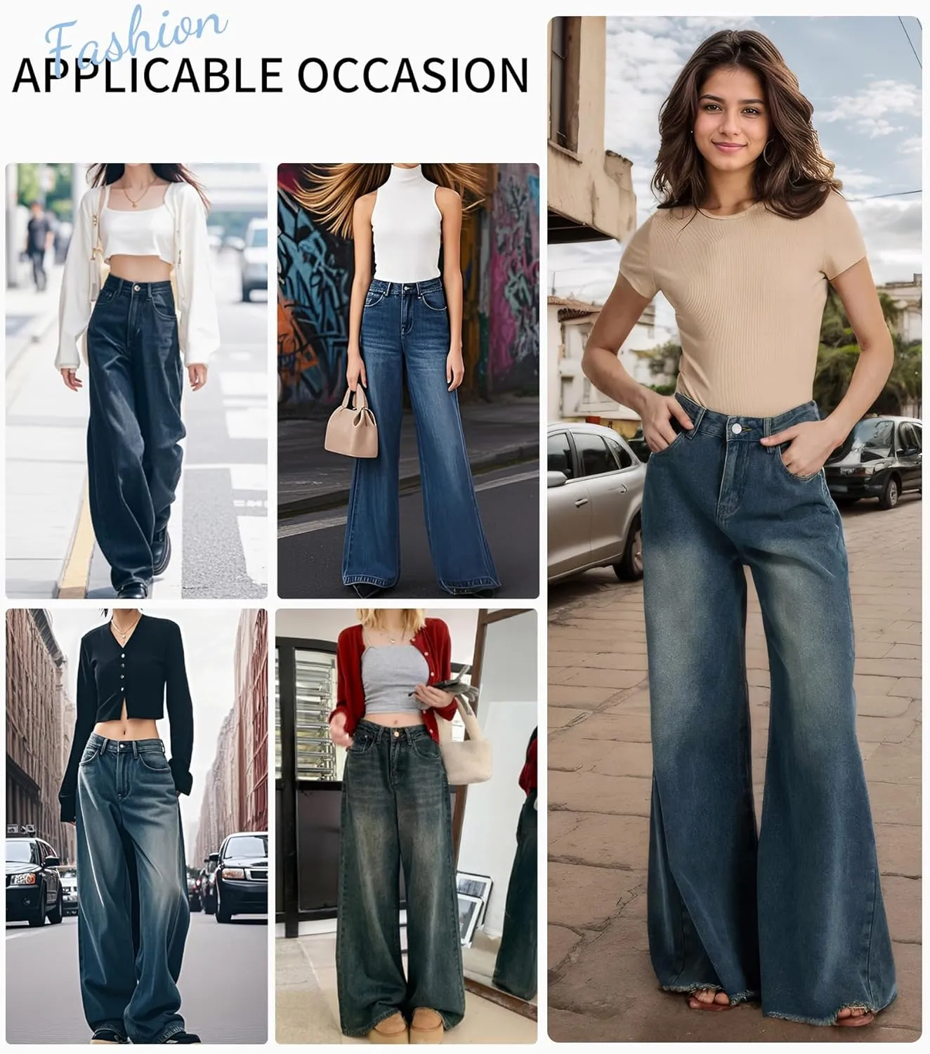 Women’s High Waisted Wide Leg Jeans for Women Baggy Loose Fit Straight Leg Denim Pants Boyfriend Jeans for Women