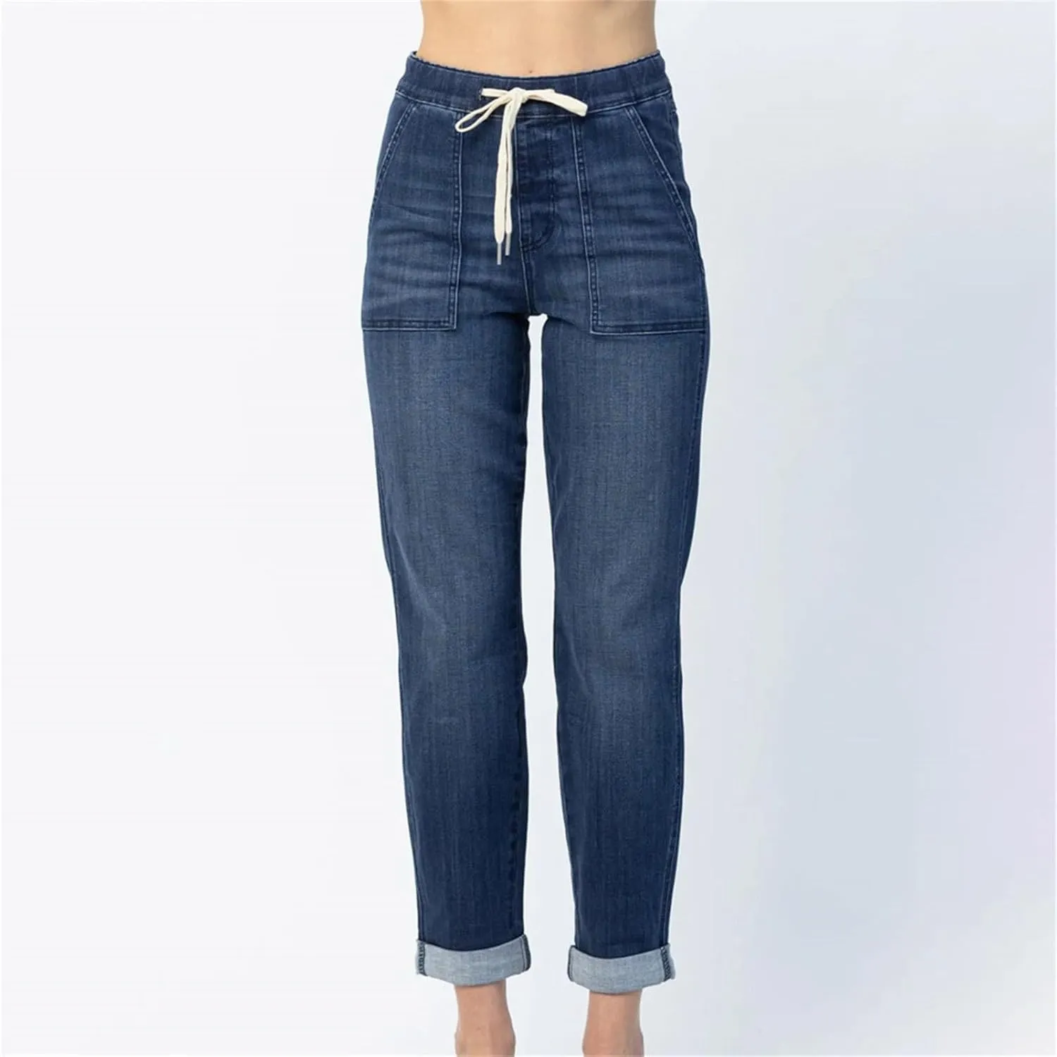 Women's Jeans High Waisted Straight Leg Stretchy Jeans Trendy Welt Pockets Loose Wide Leg Denim Pants