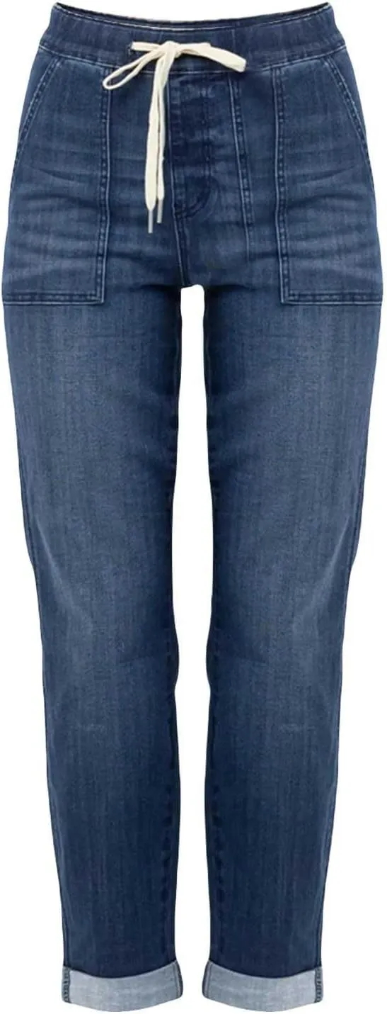 Women's Jeans High Waisted Straight Leg Stretchy Jeans Trendy Welt Pockets Loose Wide Leg Denim Pants