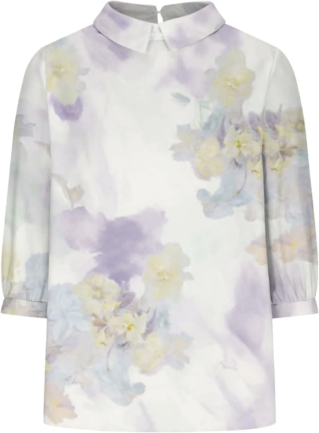 ‌Women's Linen Cotton Casual Tops‌ Vintage Floral Graphic V Neck Tees Lightweight Summer 2025 Work Comfy Blouses