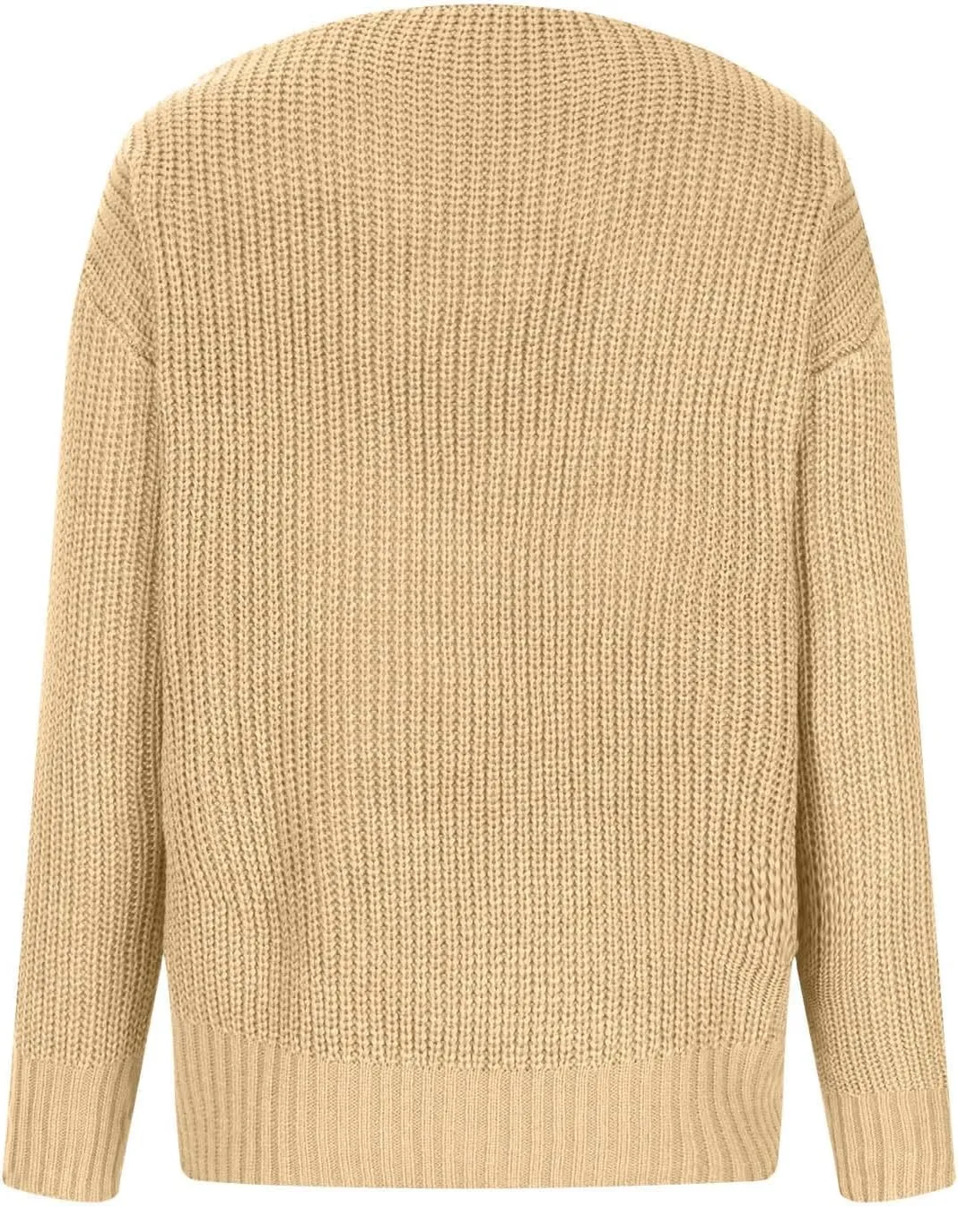 Women's Long Sleeve V Neck Cable Pullover Knit Sweater Cozy Casual Cute Tunic Sweater Top Lightweight Outfits