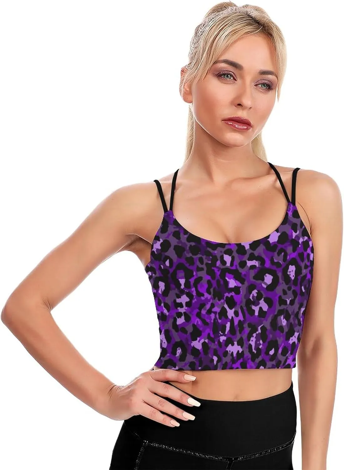 Women's Quick Dry Sports Bras, No Wire Yoga Tank Top with Chest Pad, Camisole