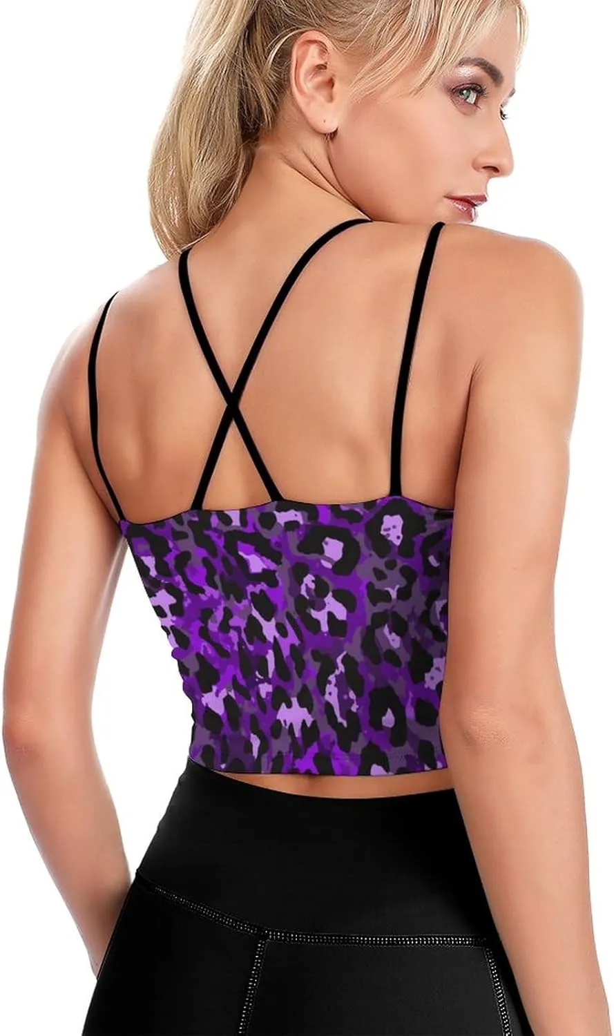 Women's Quick Dry Sports Bras, No Wire Yoga Tank Top with Chest Pad, Camisole