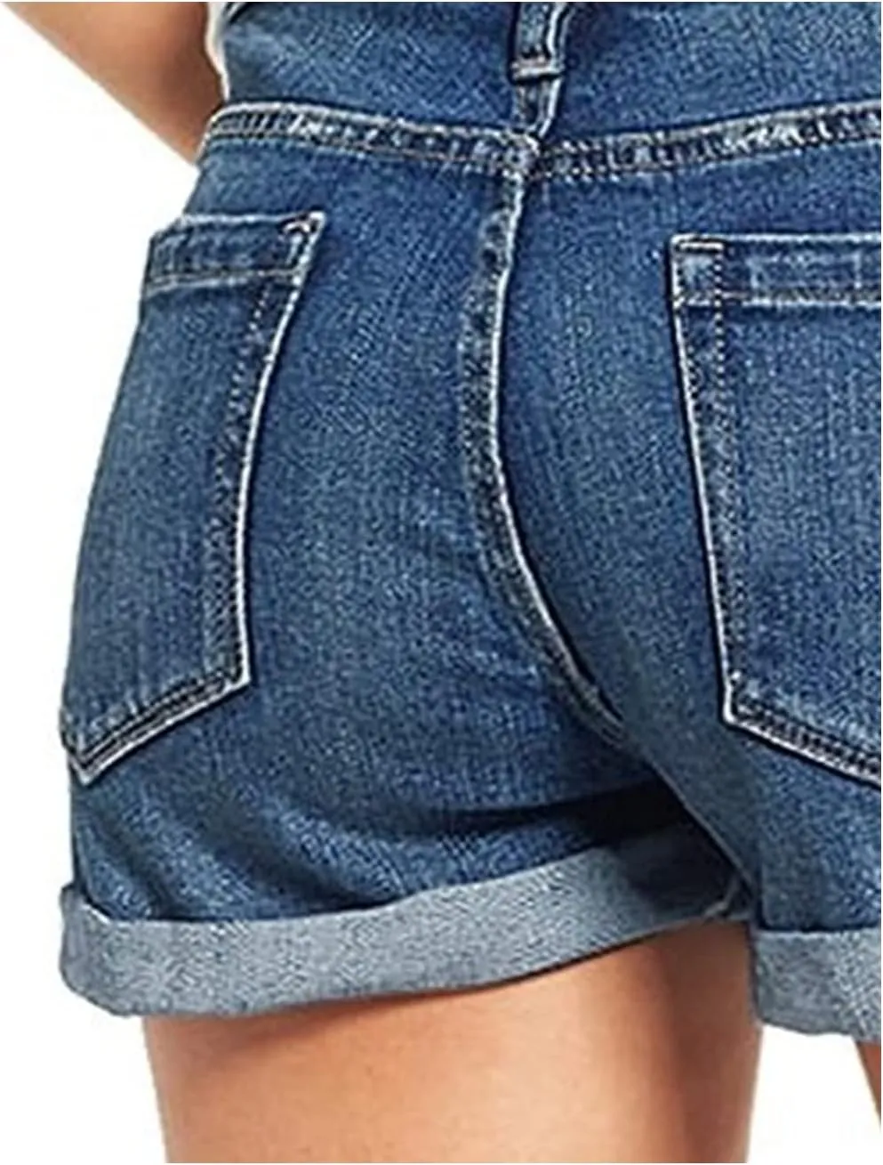 Women's Ripped Denim Jean Shorts Rolled Hem Distressed Jeans High Waisted Stretchy Folded Hem Short Jeans