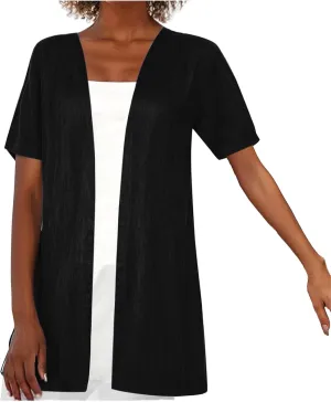 Womens Short Sleeve Cardigans Lightweight Summer Open Front Cardigan Casual Loose Beach Cover Up Solid Color Shrug