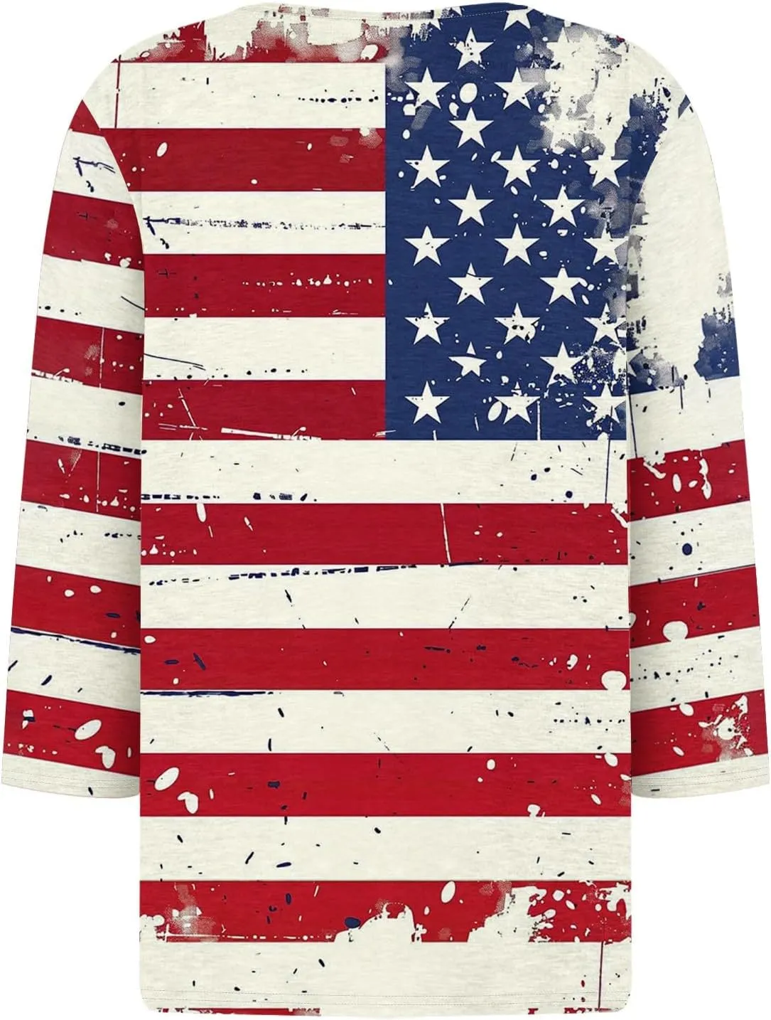 Womens Summer Tops Patriotic 4th of July V Neck 3/4 Sleeve Casual Tshirts Comfortable Soft Fabric Shirts